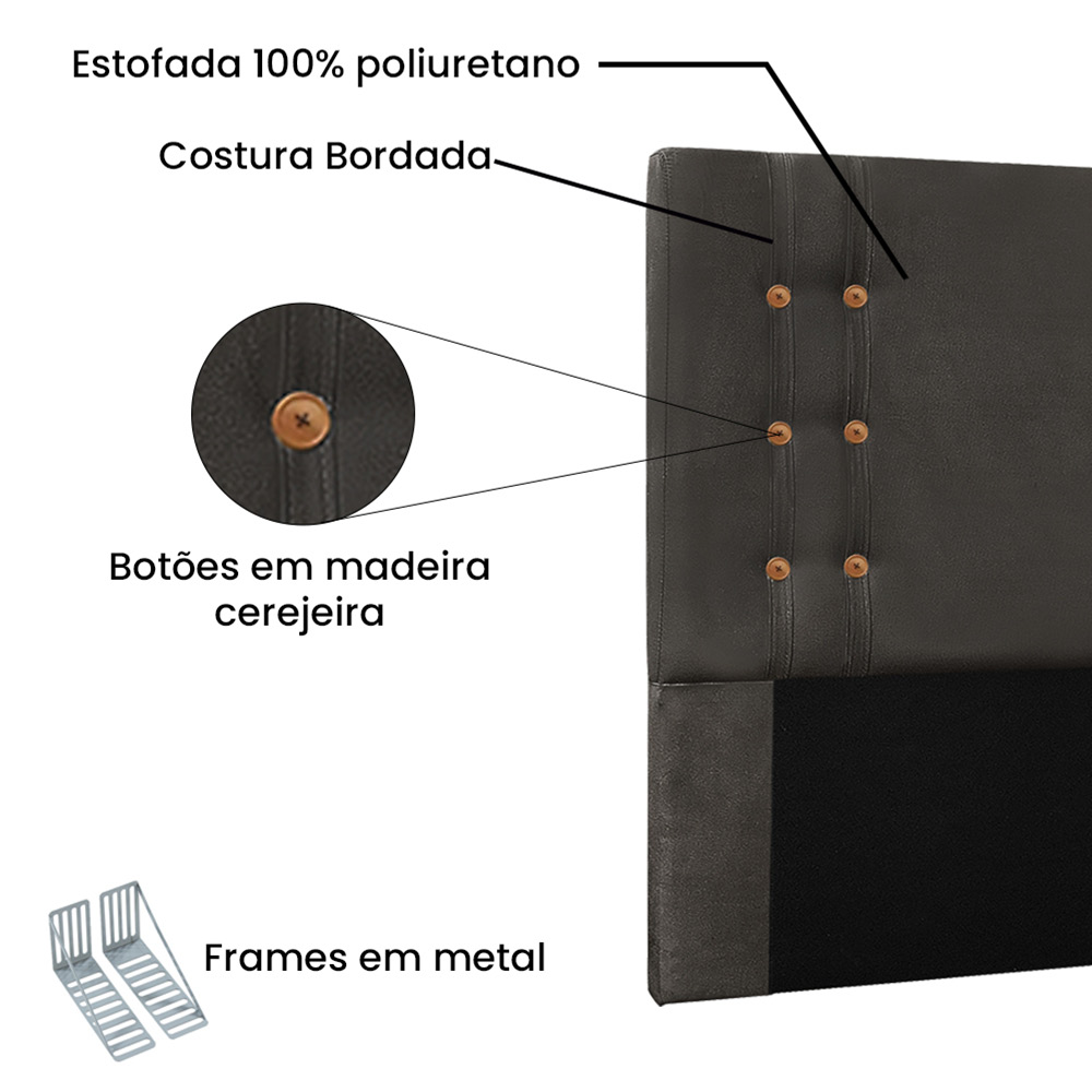 Cabeceira Gênova Para Cama Box Solteiro 90 cm Suede Cinza - D'Rossi