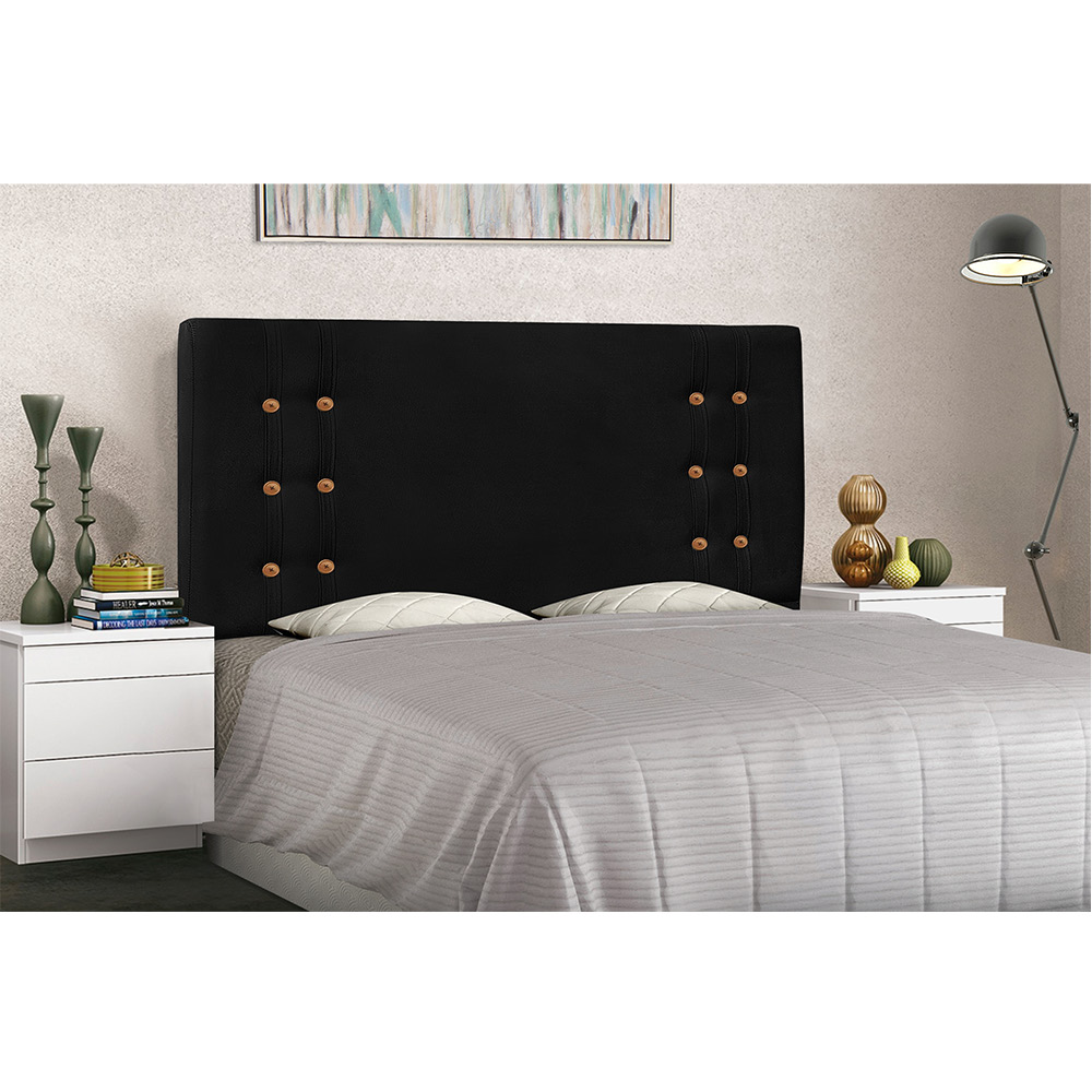 Cabeceira Gênova Para Cama Box Solteiro 90 cm Suede Preto - D'Rossi