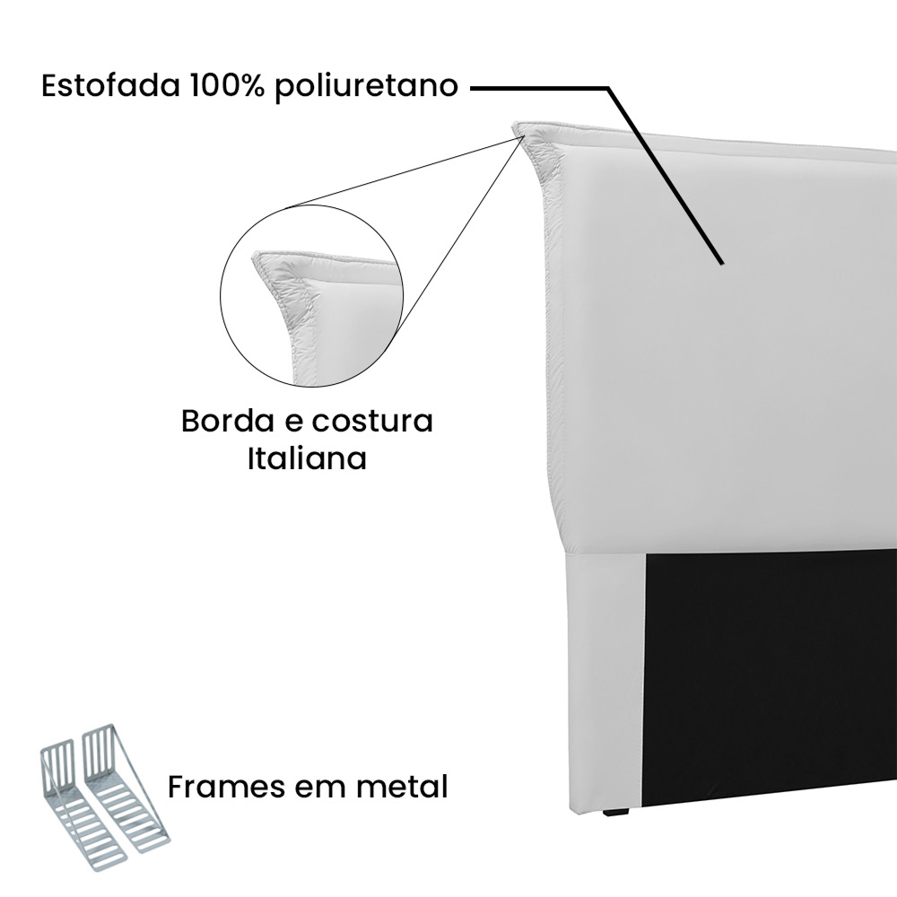 Cabeceira Garden Para Cama Box Casal 140 cm Corino Branco - D'Rossi