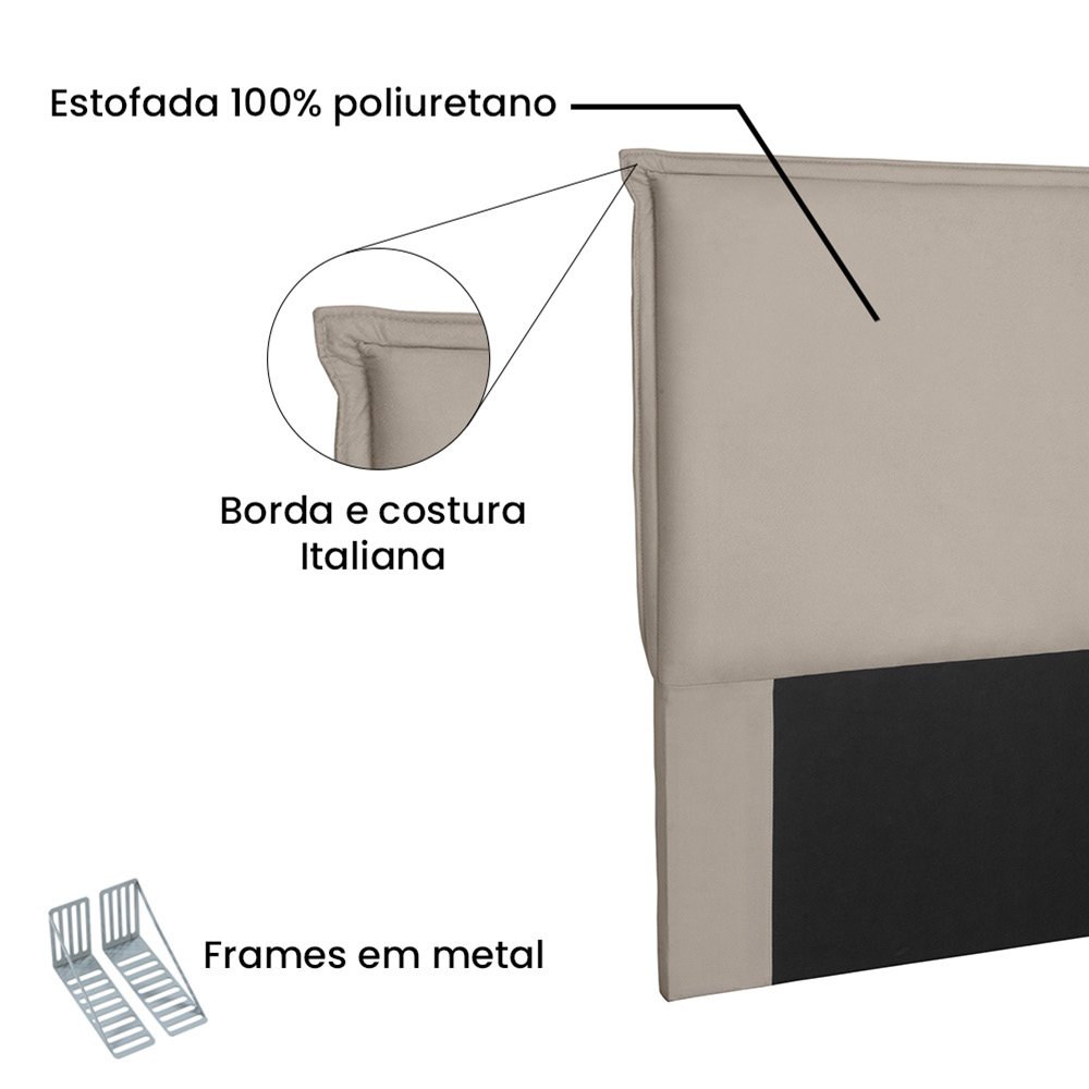 Cabeceira Garden Para Cama Box Queen 160 cm Suede Bege - D'Rossi