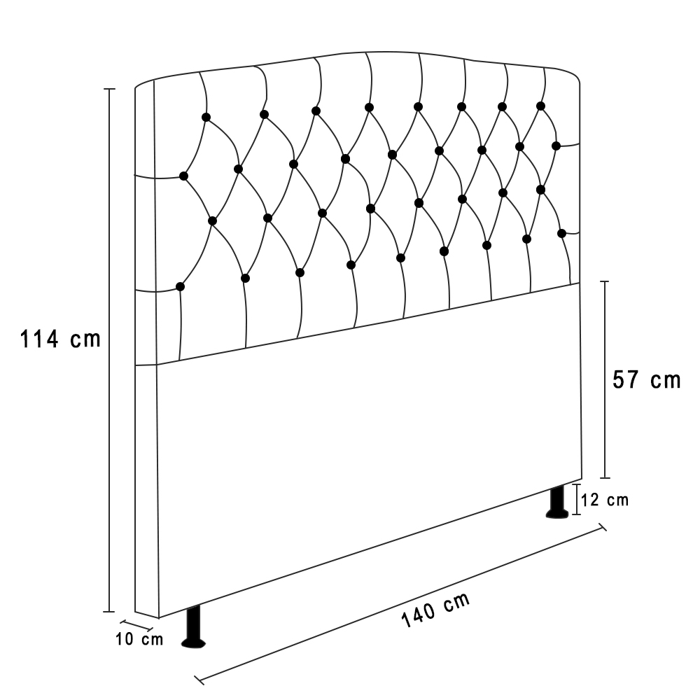 Cabeceira Greta Para Cama Box Casal 140 cm Linho Grafite- D'Rossi