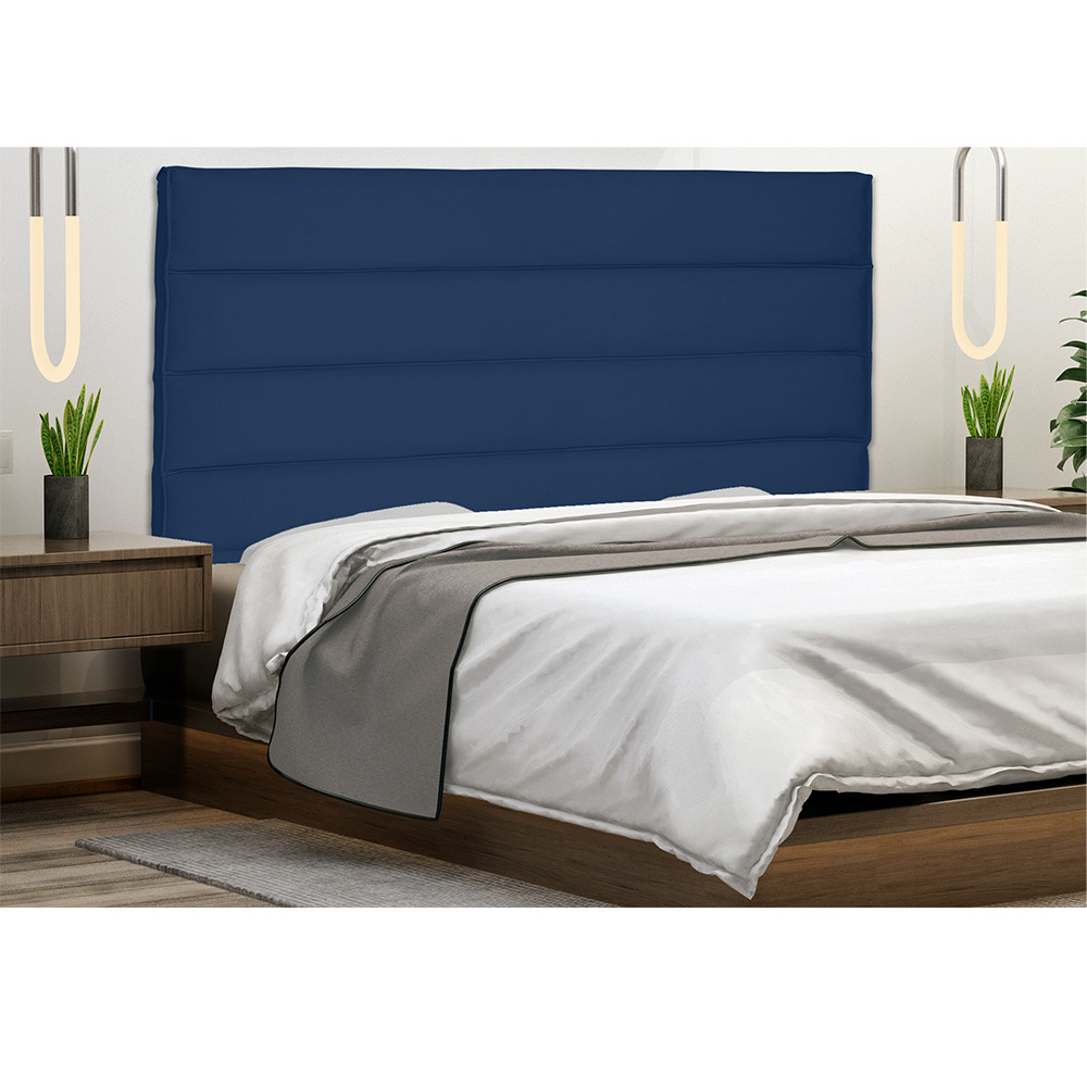 Cabeceira La Italiana Para Cama Box Casal 140 cm Suede Azul Marinho - D'Rossi