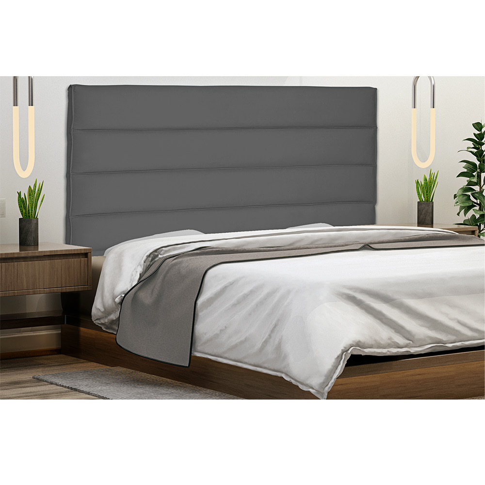 Cabeceira La Italiana Para Cama Box Solteiro 90 cm Suede Cinza- D'Rossi
