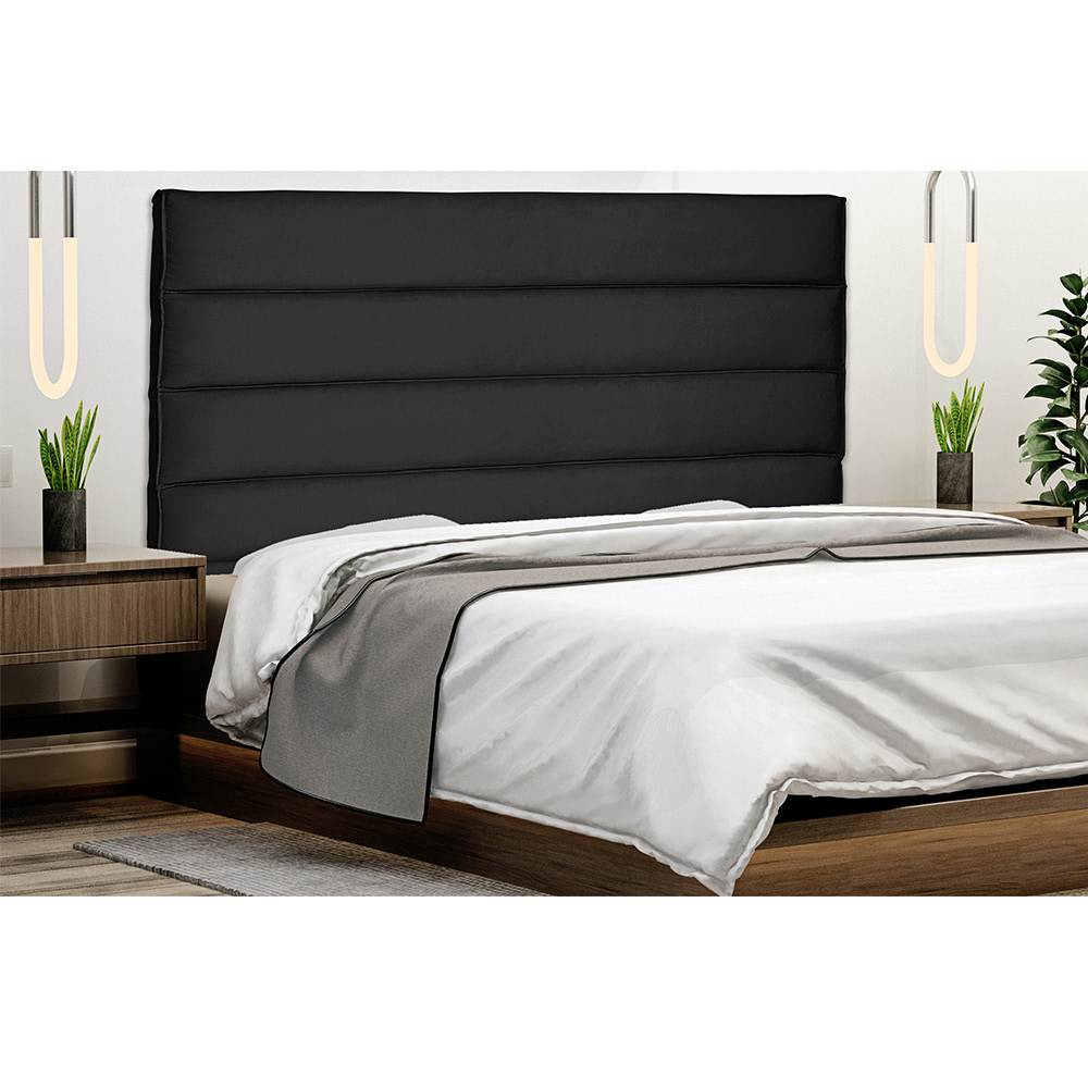 Cabeceira La Italiana Para Cama Box Solteiro 90 cm Suede Preto - D'Rossi