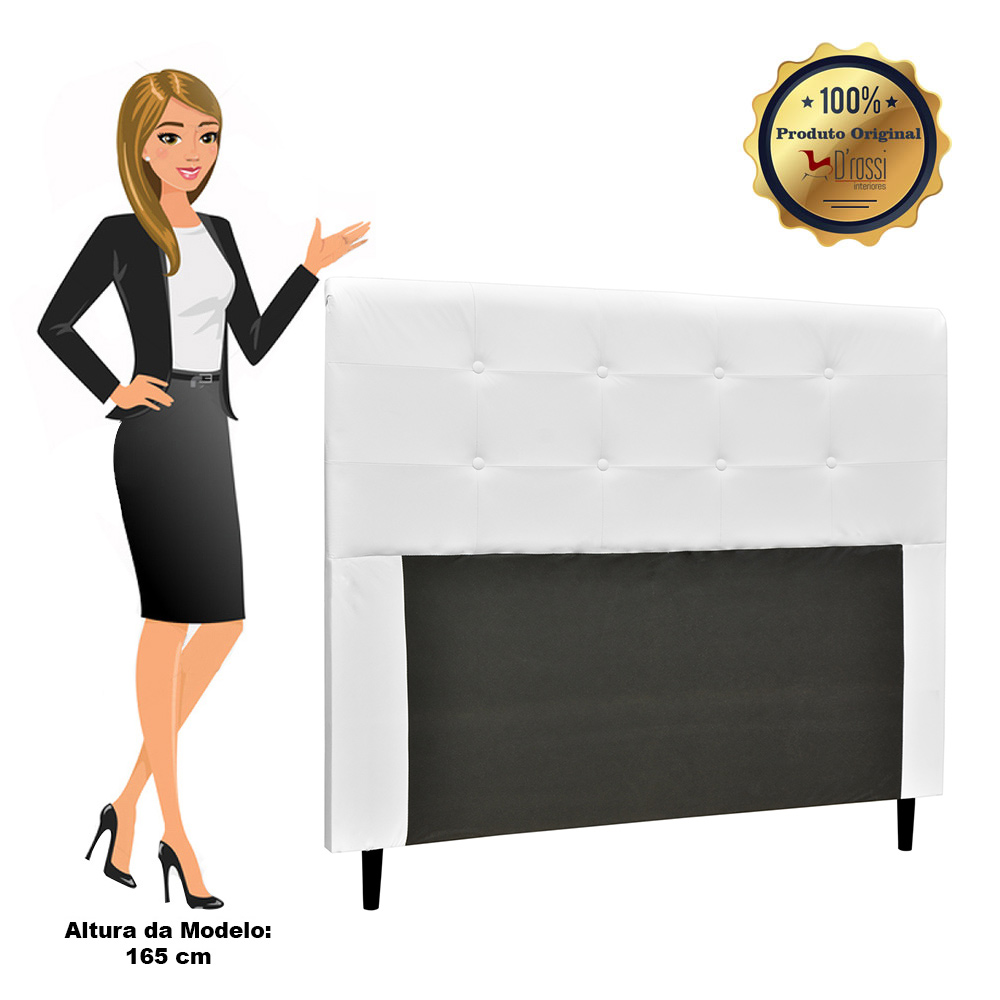 Cabeceira Luna Para Cama Box Casal 140 cm Corino Branco - D'Rossi