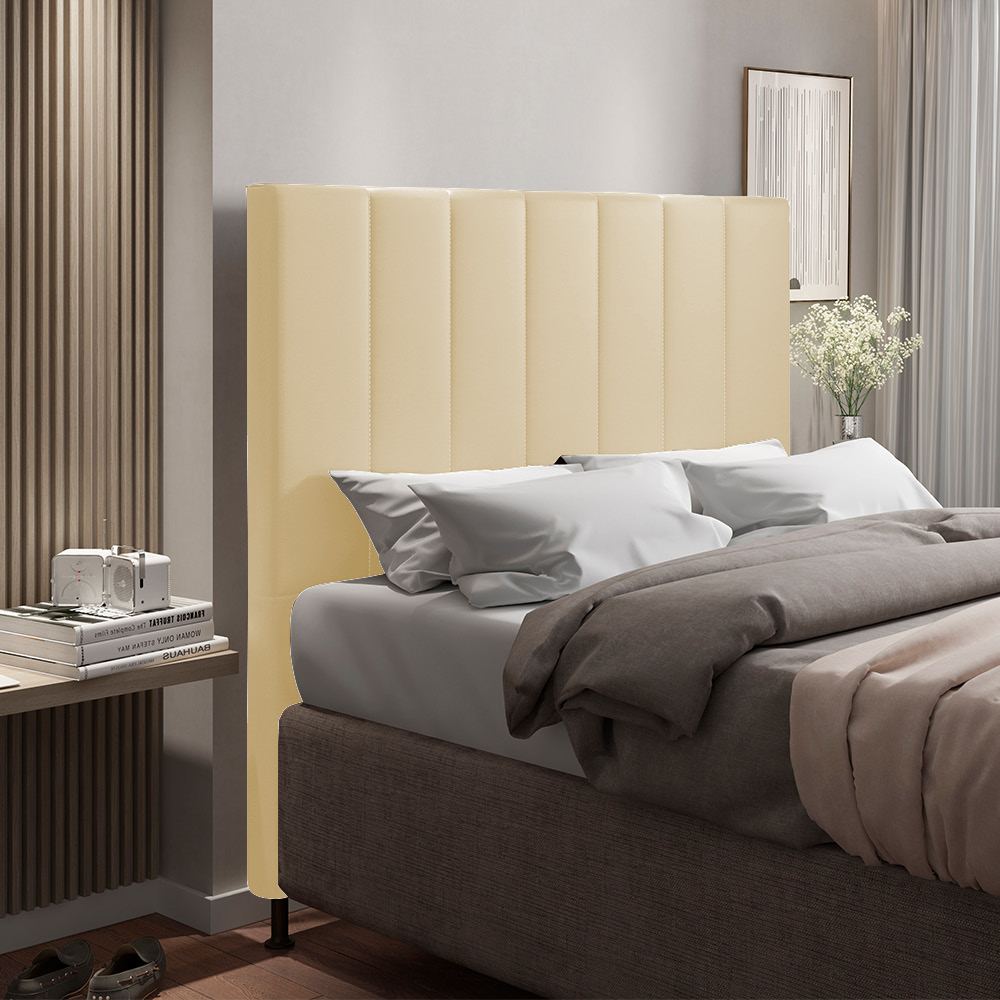 Cabeceira Malibu Para Cama Box Casal 140 cm Corino Bege - D'Rossi