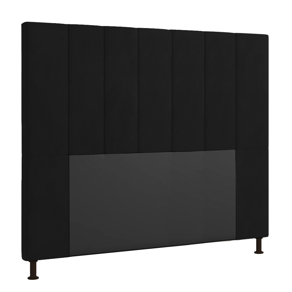 Cabeceira Malibu Para Cama Box Casal 140 cm Suede Preto - D'Rossi