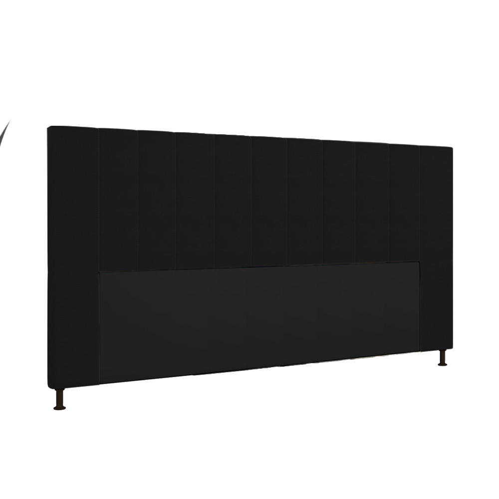 Cabeceira Malibu Para Cama Box King 195 cm Corino Preto - D'Rossi