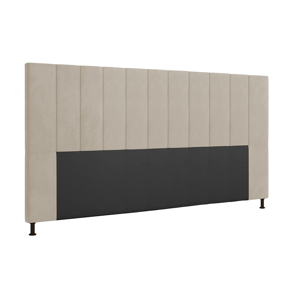 Cabeceira Malibu Para Cama Box King 195 cm Suede Bege - D'Rossi
