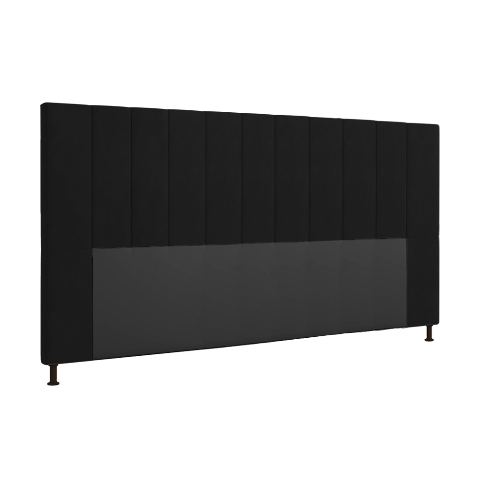 Cabeceira Malibu Para Cama Box King 195 cm Suede Preto - D'Rossi