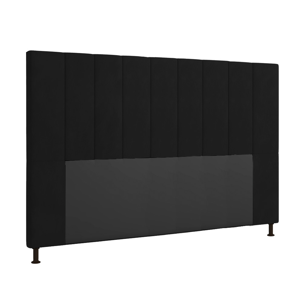Cabeceira Malibu Para Cama Box Queen 160 cm Suede Preto - D'Rossi