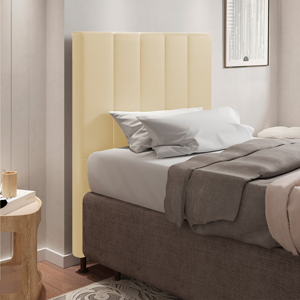 Cabeceira Malibu Para Cama Box Solteiro 90 cm Corino Bege - D'Rossi