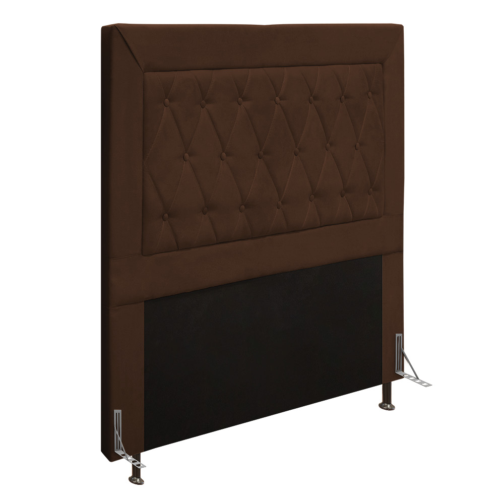 Cabeceira Malta Para Cama Box Solteiro 90 cm Veludo Marrom - D'Rossi