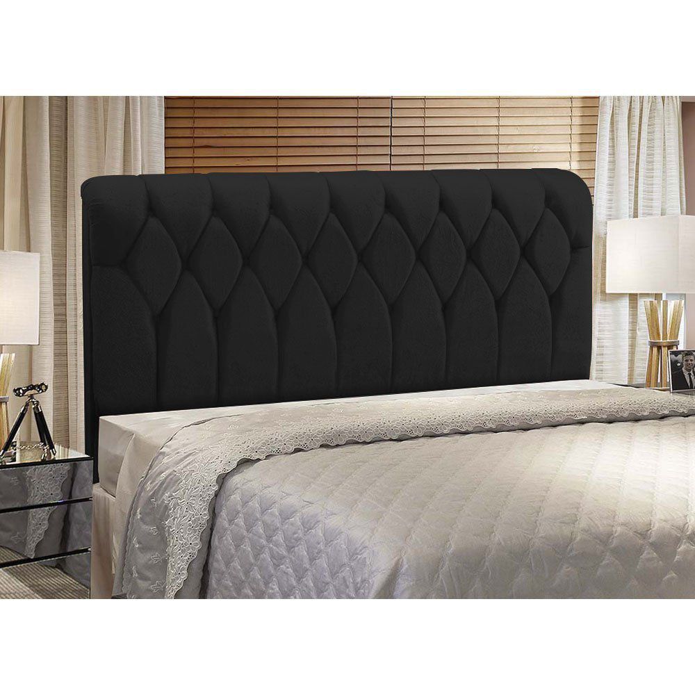 Cabeceira Miami Cama Box Queen 160 cm Suede Preto D'Rossi