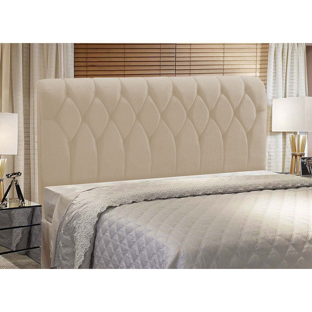 Cabeceira Miami Cama Box Solteiro 100 cm Suede Bege D'Rossi