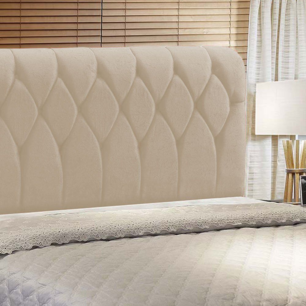 Cabeceira Miami Cama Box Solteiro 100 cm Suede Bege D'Rossi