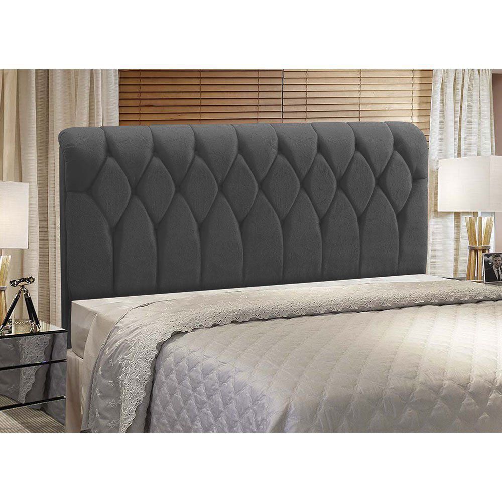 Cabeceira Miami Cama Box Solteiro 100 cm Suede Grafite D'Rossi