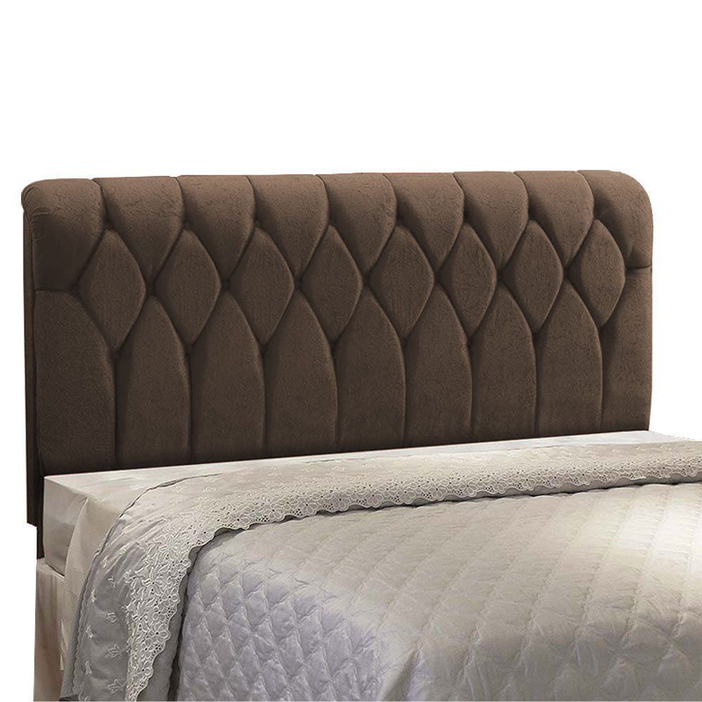 Cabeceira Miami Cama Box Solteiro 100 cm Suede Marrom D'Rossi