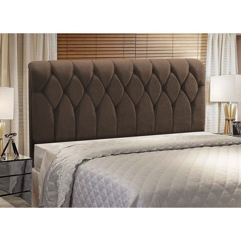 Cabeceira Miami Cama Box Solteiro 100 cm Suede Marrom D'Rossi