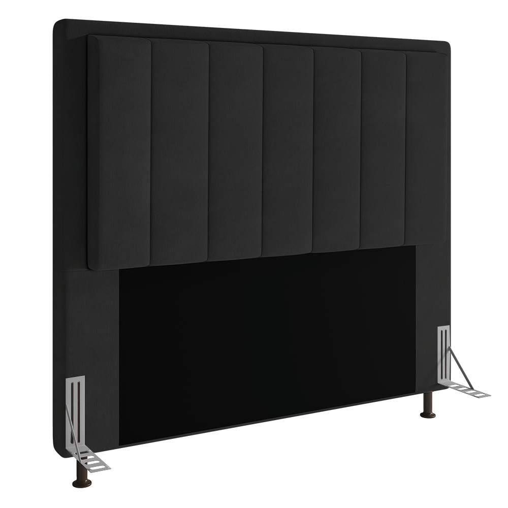 Cabeceira Opala Para Cama Box Casal 140 cm Suede Preto - D'Rossi