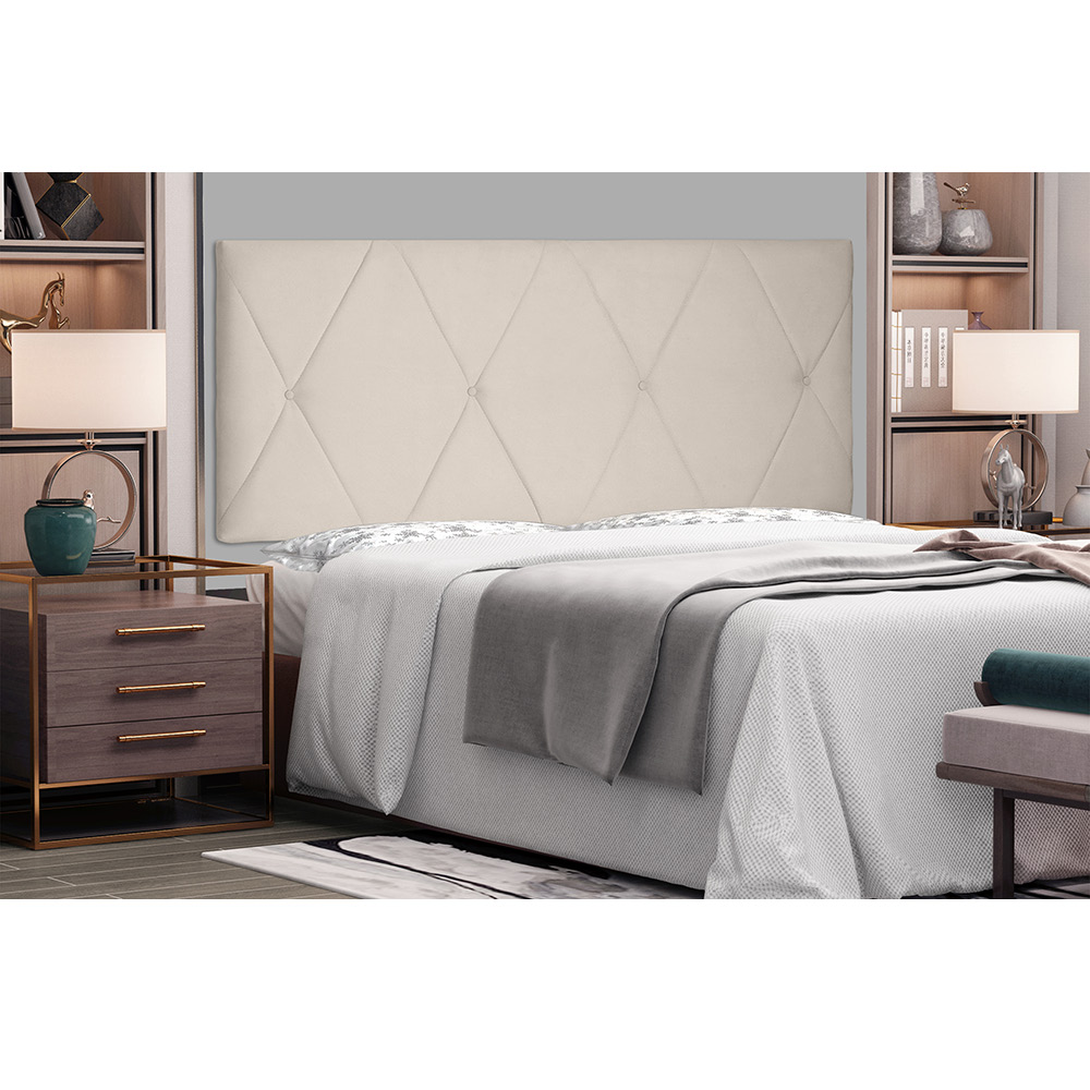 Cabeceira Painel Aquilla Para Cama Box Casal 140 cm Suede Bege - D'Rossi