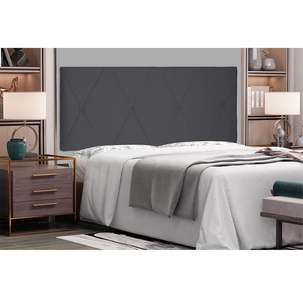 Cabeceira Painel Aquilla Para Cama Box Casal 140 cm Suede Cinza - D'Rossi