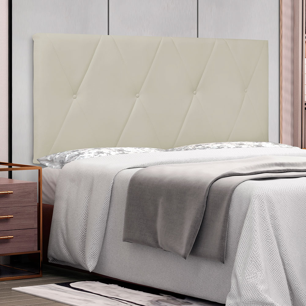 Cabeceira Painel Aquilla Para Cama Box King 195 cm Corino Bege - D'Rossi