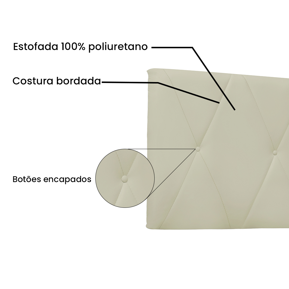 Cabeceira Painel Aquilla Para Cama Box King 195 cm Corino Bege - D'Rossi