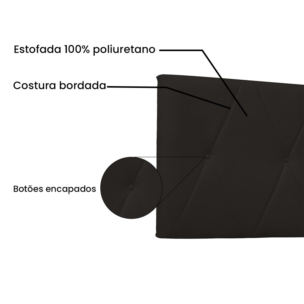 Cabeceira Painel Aquilla Para Cama Box King 195 cm Corino Marrom - D'Rossi
