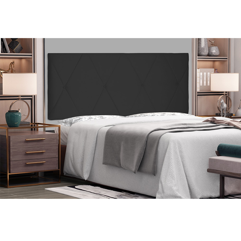 Cabeceira Painel Aquilla Para Cama Box Solteiro 90 cm Suede Preto - D'Rossi