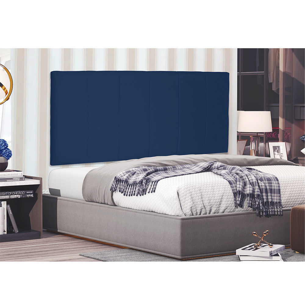 Cabeceira Painel Arizona Para Cama Box Casal 140 cm Suede Azul Marinho - D'Rossi