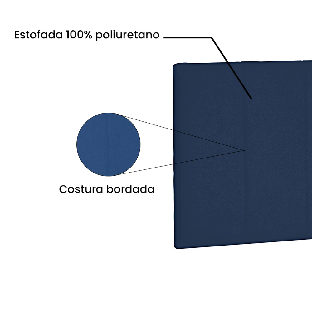 Cabeceira Painel Arizona Para Cama Box Casal 140 cm Suede Azul Marinho - D'Rossi