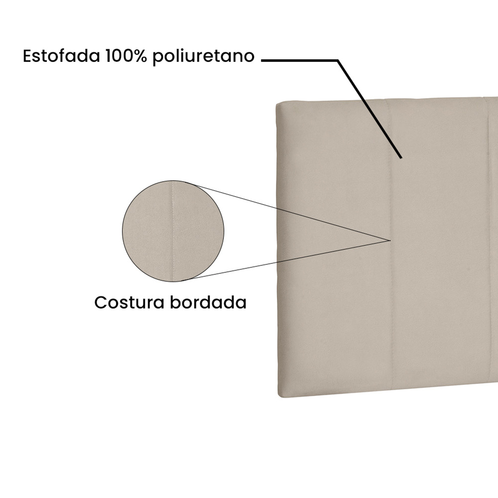 Cabeceira Painel Arizona Para Cama Box Solteiro 90 cm Suede Bege - D'Rossi