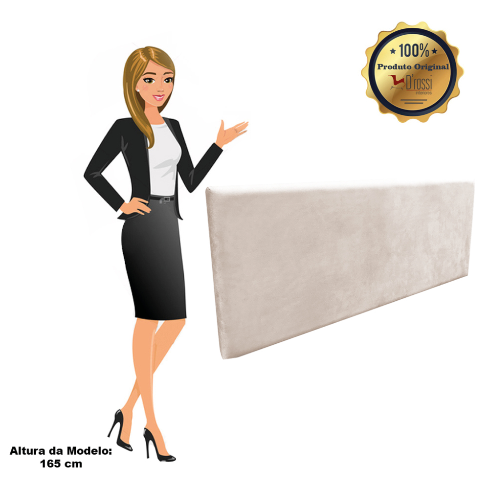 Cabeceira Painel Clean para Cama Box Solteiro 100 cm Suede Bege - D'Rossi