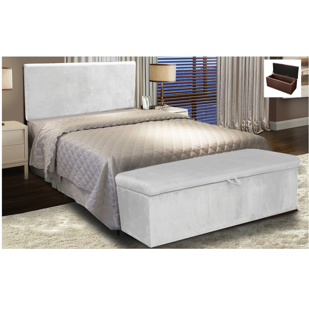 Cabeceira Painel Clean para Cama Box Solteiro 100 cm Suede Cinza - D'Rossi