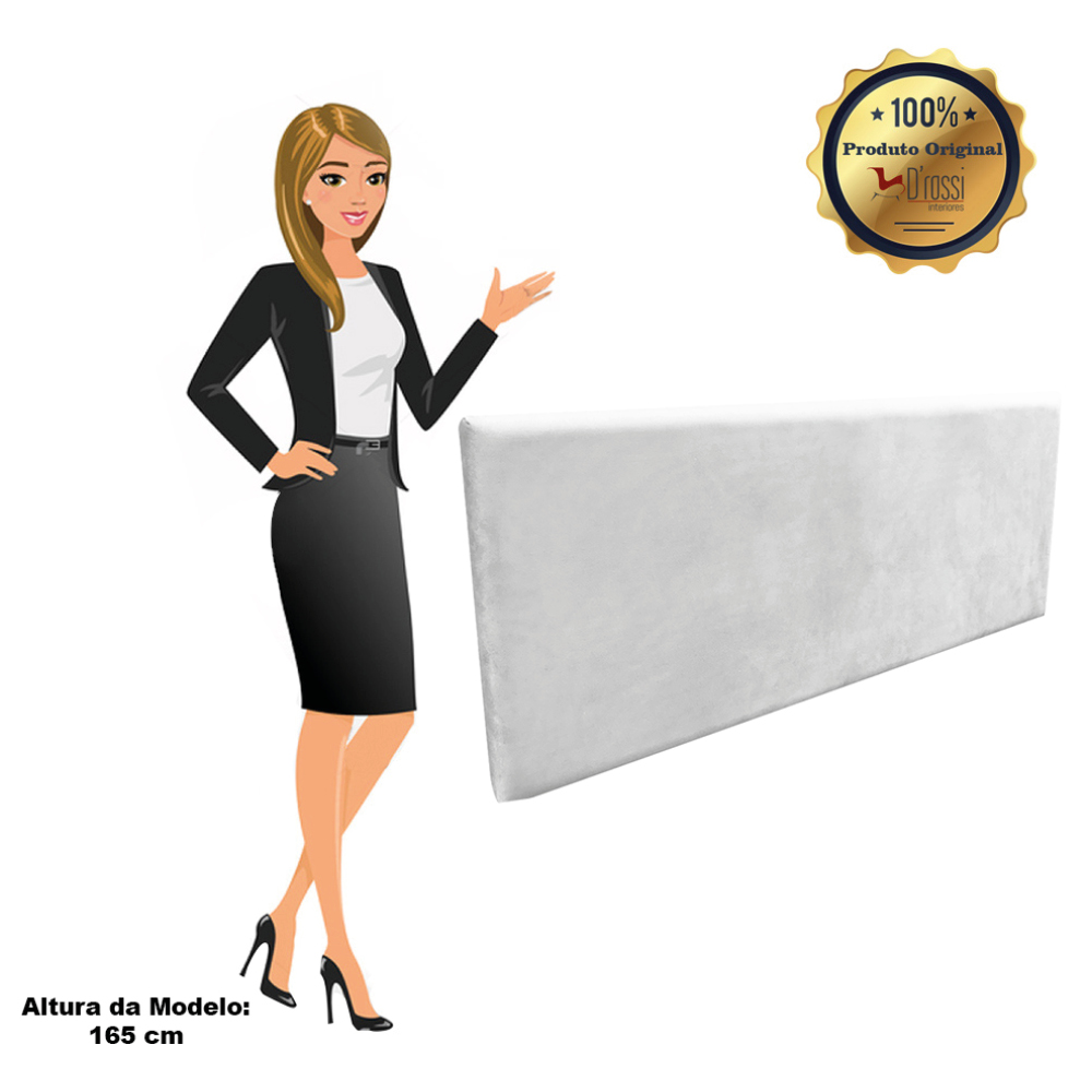 Cabeceira Painel Clean para Cama Box Solteiro 100 cm Suede Cinza - D'Rossi