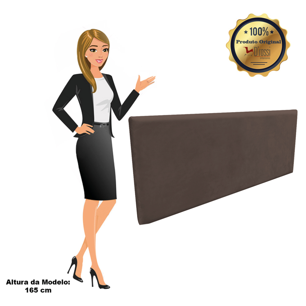 Cabeceira Painel Clean para Cama Box Solteiro 100 cm Suede Marrom - D'Rossi