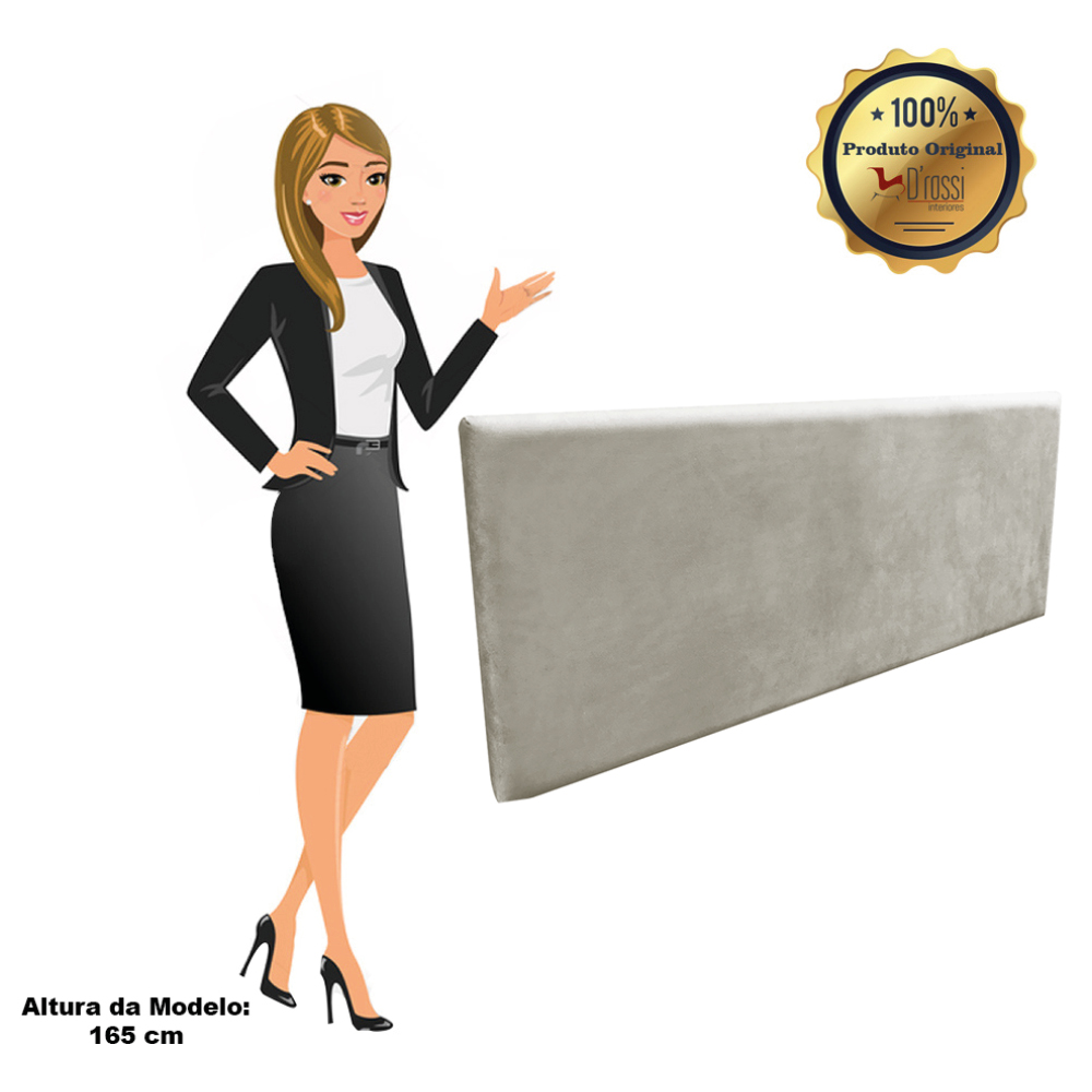 Cabeceira Painel Clean para Cama Box Solteiro 100 cm Suede Marrom Rato - D'Rossi
