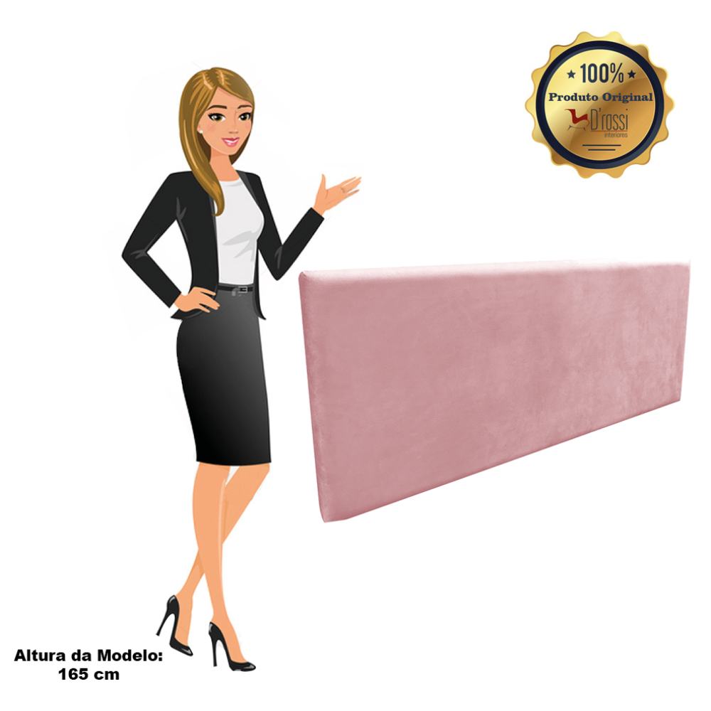 Cabeceira Painel Clean para Cama Box Solteiro 100 cm Suede Rose - D'Rossi
