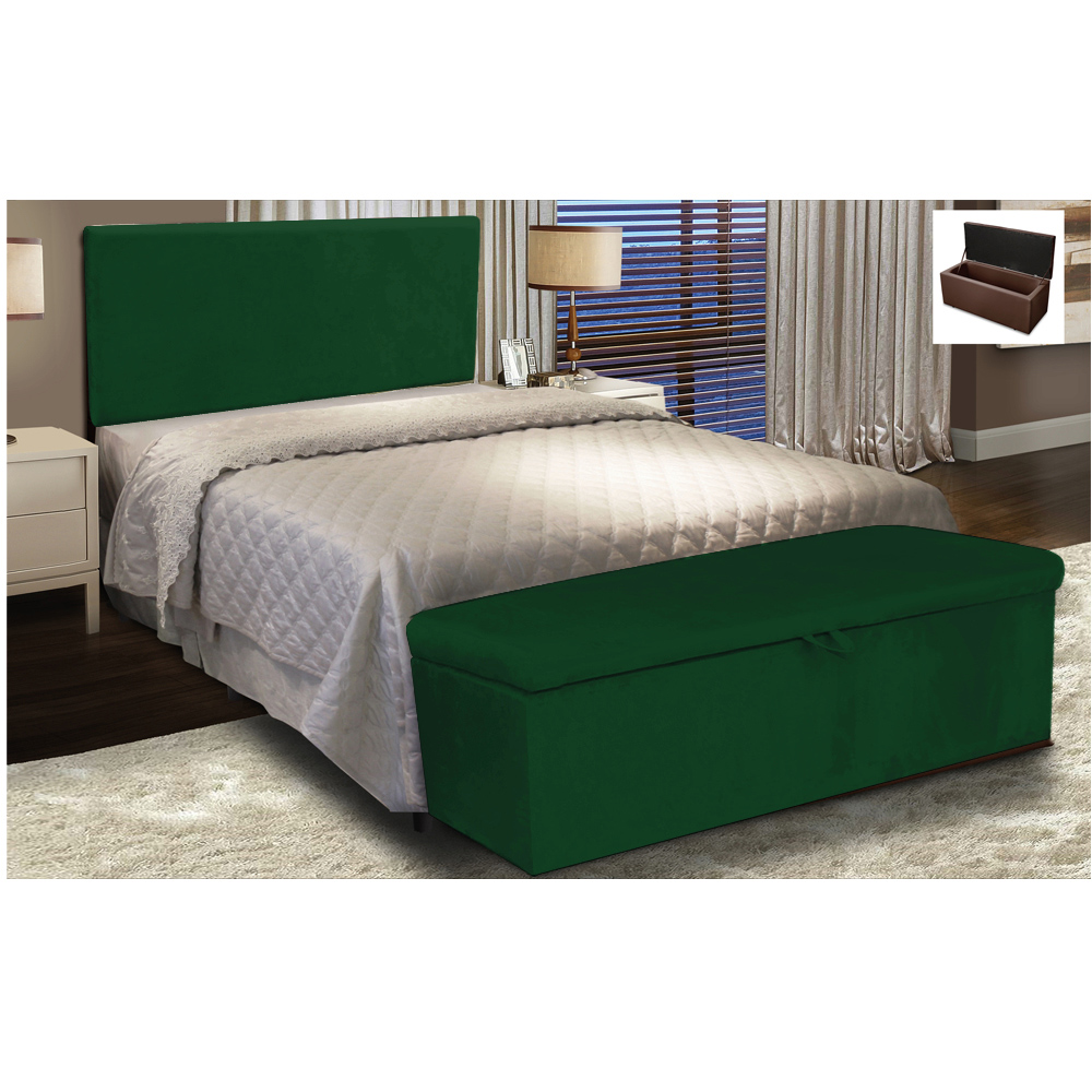 Cabeceira Painel Clean para Cama Box Solteiro 100 cm Suede Verde - D'Rossi