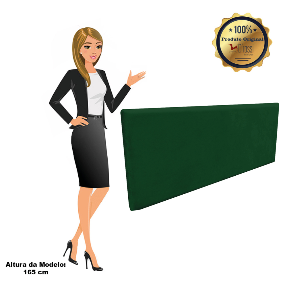 Cabeceira Painel Clean para Cama Box Solteiro 100 cm Suede Verde - D'Rossi