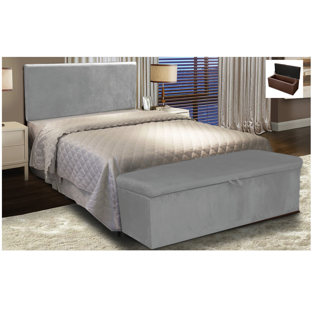 Cabeceira Painel Clean para Cama Box Solteiro 90 cm Suede Grafite - D'Rossi