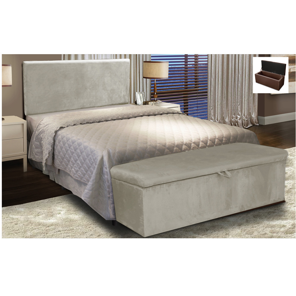 Cabeceira Painel Clean para Cama Box Solteiro 90 cm Suede Marrom Rato - D'Rossi