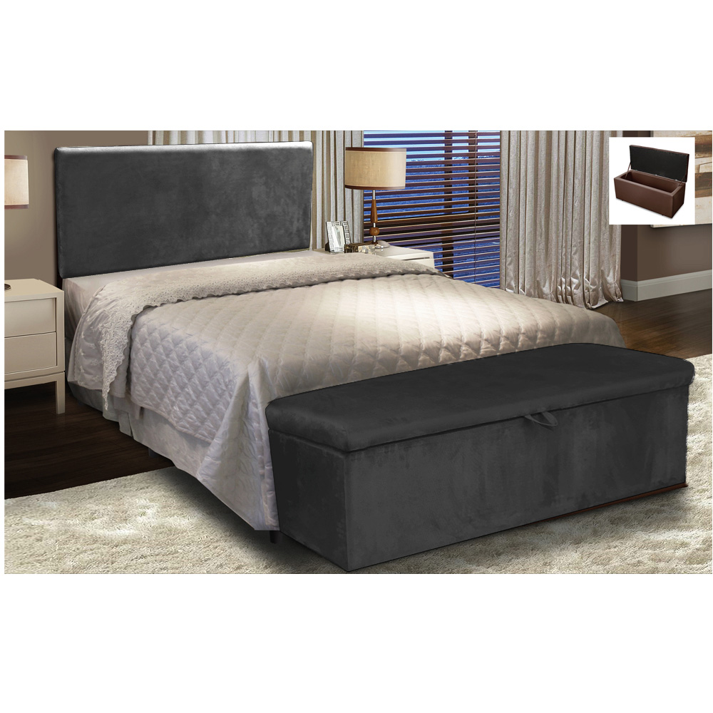 Cabeceira Painel Clean para Cama Box Solteiro 90 cm Suede Preto - D'Rossi
