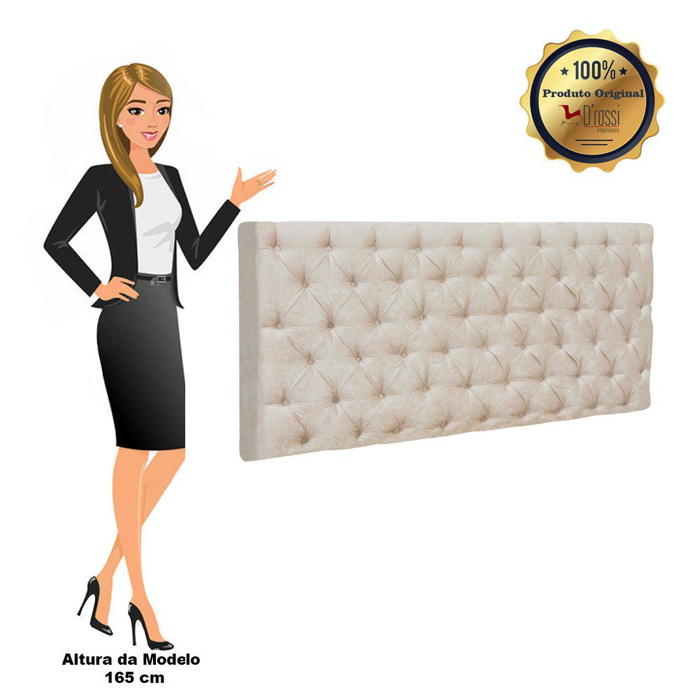 Cabeceira Painel Cristal para Cama Box Solteiro 1,00 m Suede Bege - D'Rossi