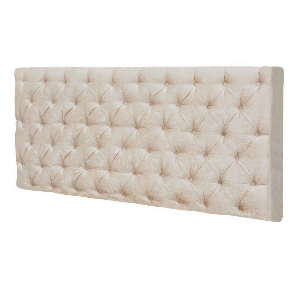 Cabeceira Painel Cristal para Cama Box Solteiro 90 cm Suede Bege - D'Rossi