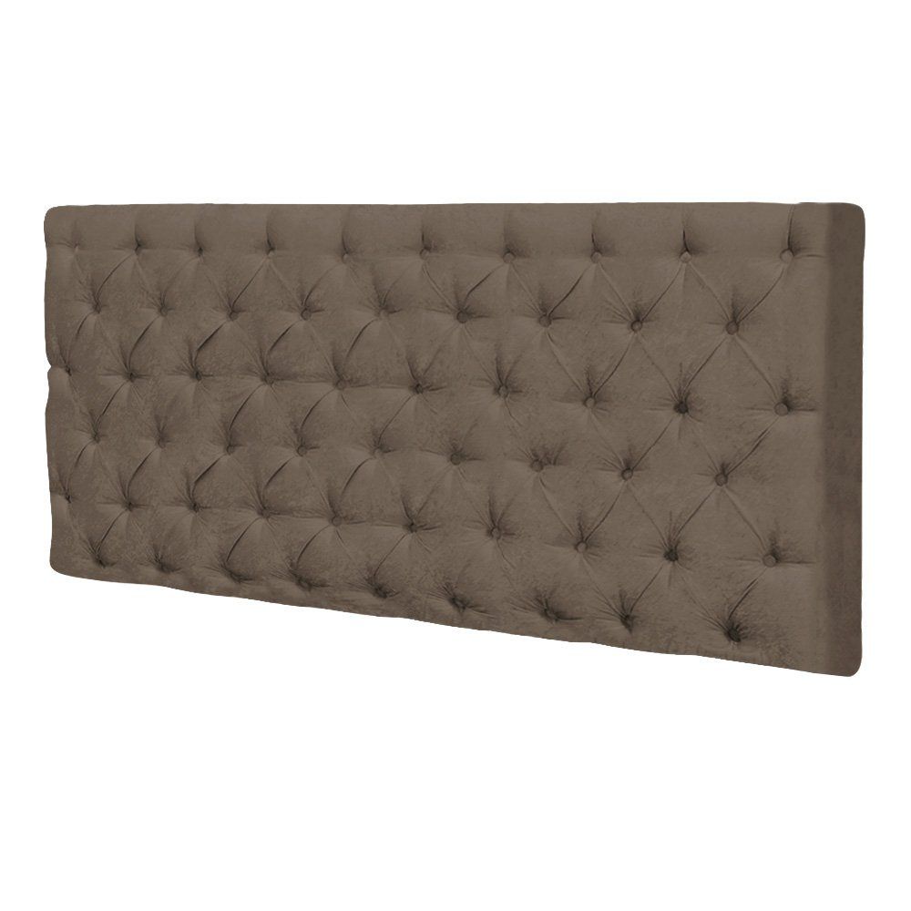 Cabeceira Painel Cristal para Cama Box Solteiro 90 cm Suede Marrom Rato - D'Rossi