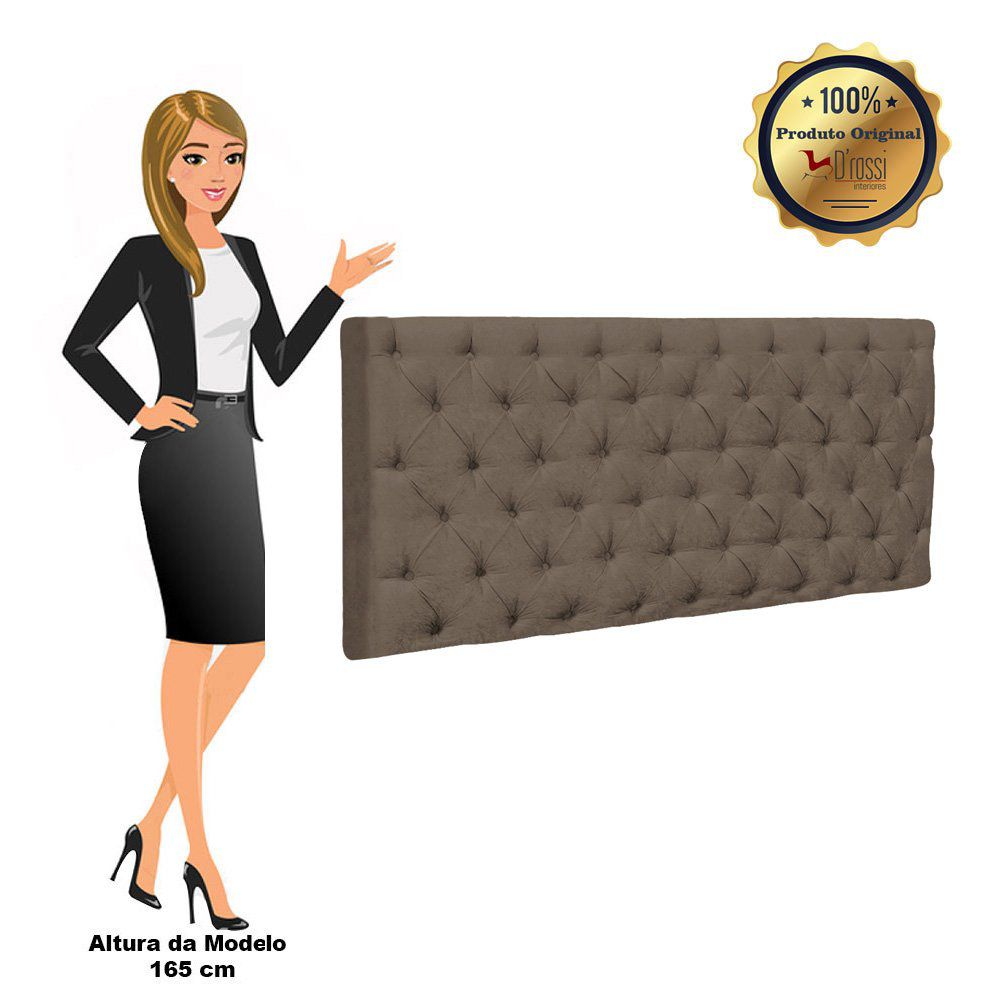 Cabeceira Painel Cristal para Cama Box Solteiro 90 cm Suede Marrom Rato - D'Rossi