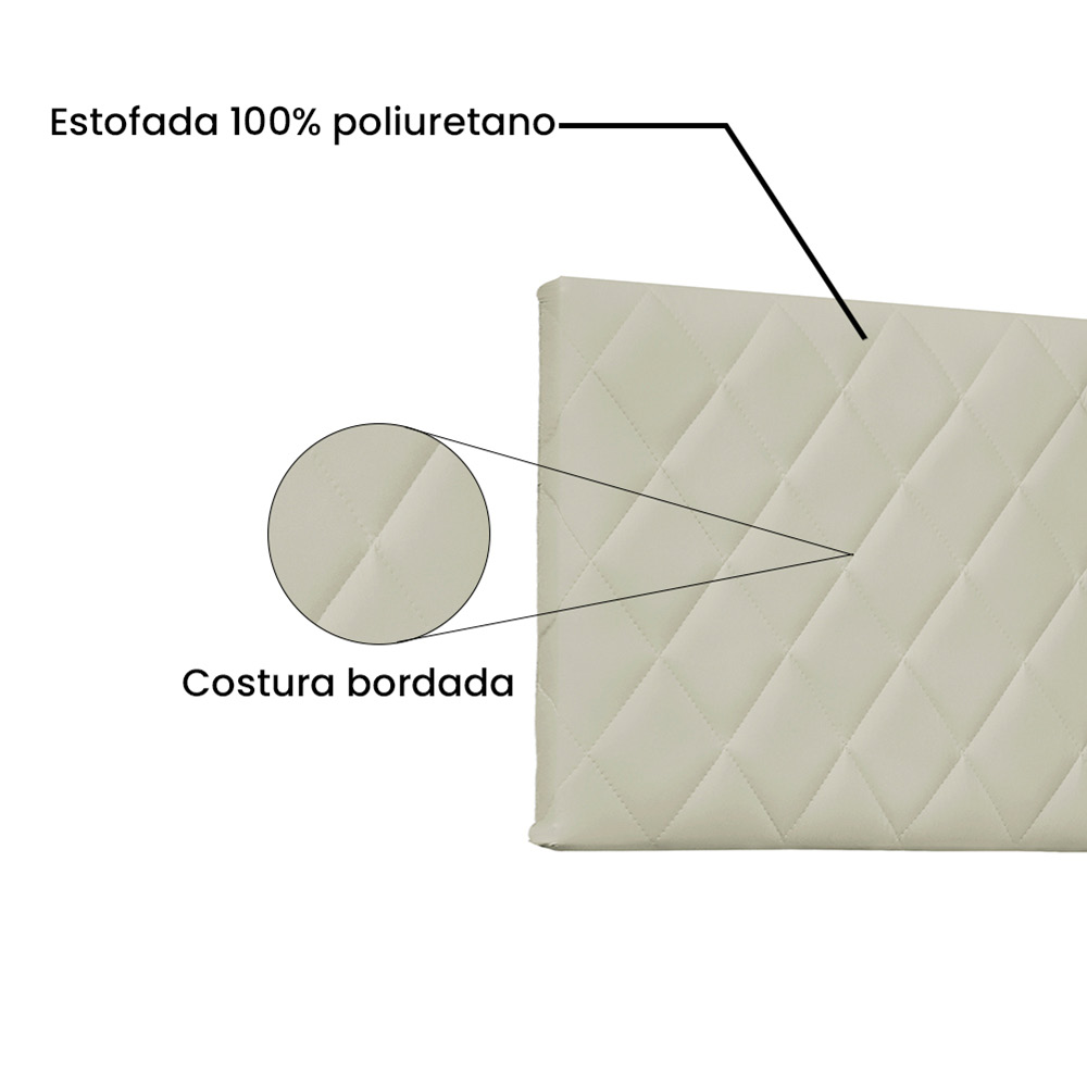 Cabeceira Painel Dubai Para Cama Box King 195 cm Corino Bege - D'Rossi