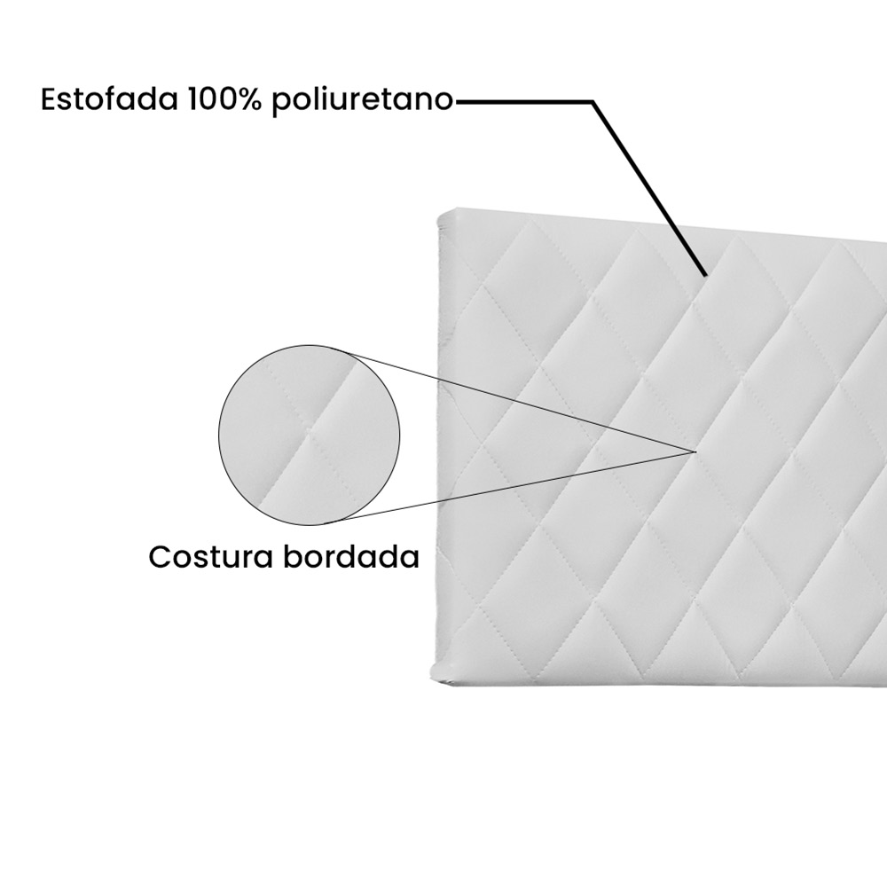 Cabeceira Painel Dubai Para Cama Box King 195 cm Corino Branco - D'Rossi